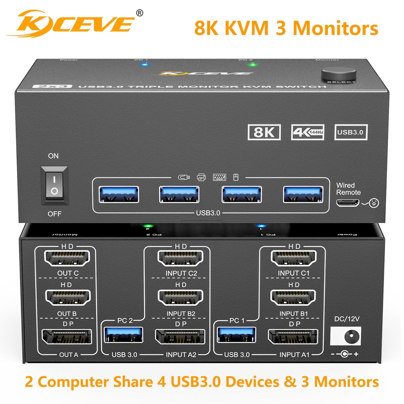 Hdmi Matrix Switch - KCEVE 8K Tripe 3 Monitors KVM