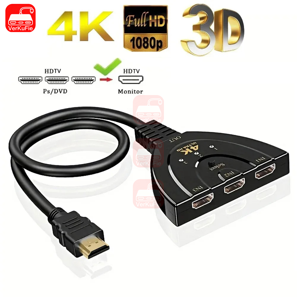 Hdmi Matrix Switch - 3-in-1 Out Video Splitter 4K 3D
