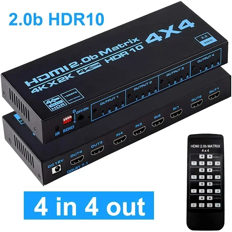 4K 60Hz HDMI Matrix 4x4 HDR10  - đánh giá và giá Hdmi Matrix Switch
