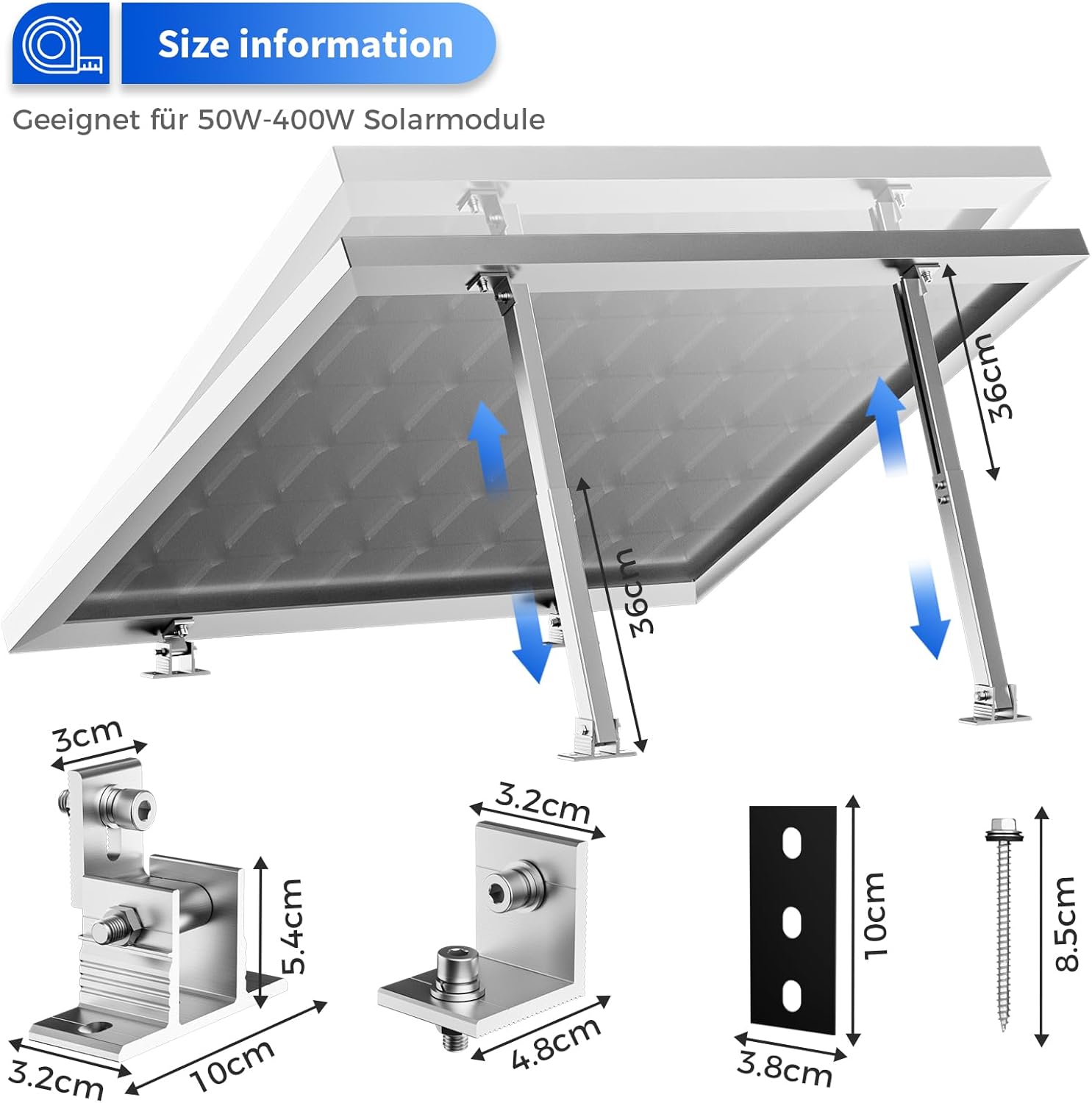 2 Set Adjustable Solar Panel T - đánh giá và giá Flat Panel Mount Tilt