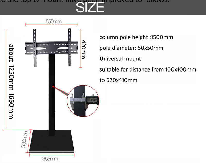 (1500mm high) Steel tilt back  - đánh giá và giá Flat Panel Mount Tilt